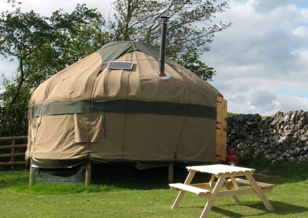 A temporary yurt, similar to the type that would have been used