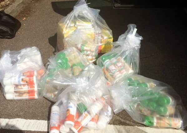 Skin lightening products seized at Gatwick Airport.