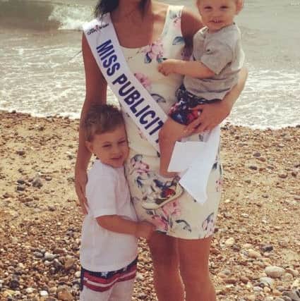 Lucie Richardson, Miss Great Britain finalist, with sons Will and Charlie