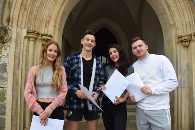 Happy Battle Abbey School students after receiving their A Level results