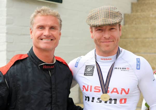 David Coulthard and Sir Chris HoyÂ pictured at the Goodwood Revival 2016. Photo by Oliver Dixon.