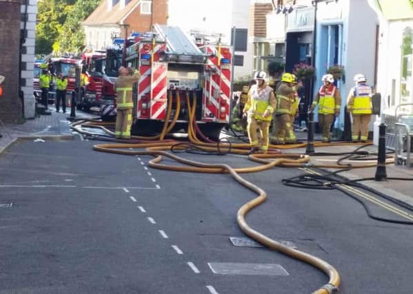 Crews at the scene of the fire in Hurstpierpoint