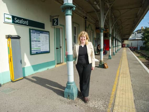 Maria Caulfied MP at Seaford train station