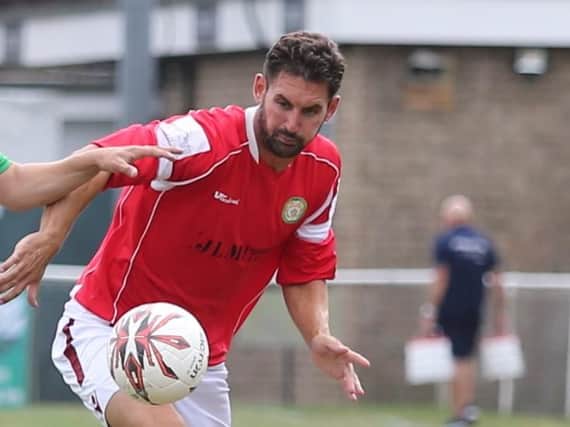 Jay May put Hastings United ahead against Godalming Town. Picture courtesy Scott White