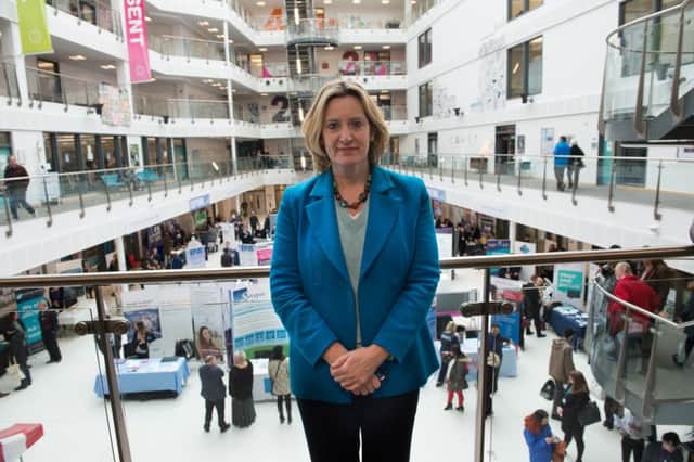 Hastings and Rye MP Amber Rudd at Sussex Coast College for her Jobs and Apprenticeships Fair SUS-160913-172101001