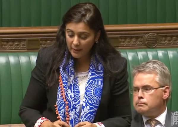 Wealden MP Nus Ghani speaking in a House of Commons debate on the performance of Southern (photo from Parliament.tv). SUS-160914-093307001