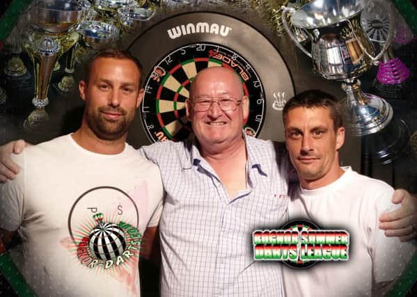 Blind trebles winners Micky Rowland, Keith Robinson and John Coles