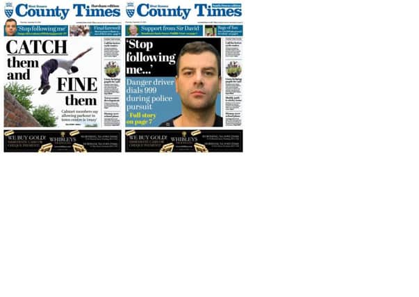 Front pages of the West Sussex County Times (Thursday September 15 editions)
