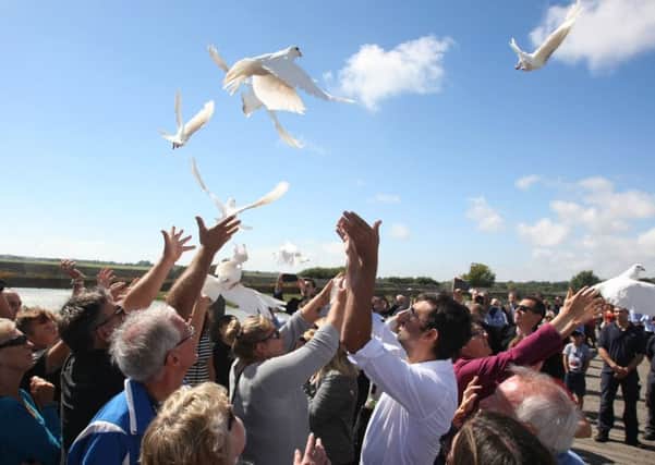 Doves were released to mark the first anniversary of the tragedy