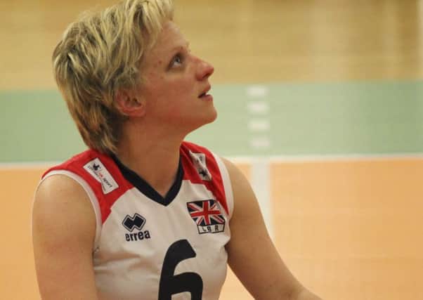 Emma Wiggs during her sitting volleyball days when she taught in Bognor