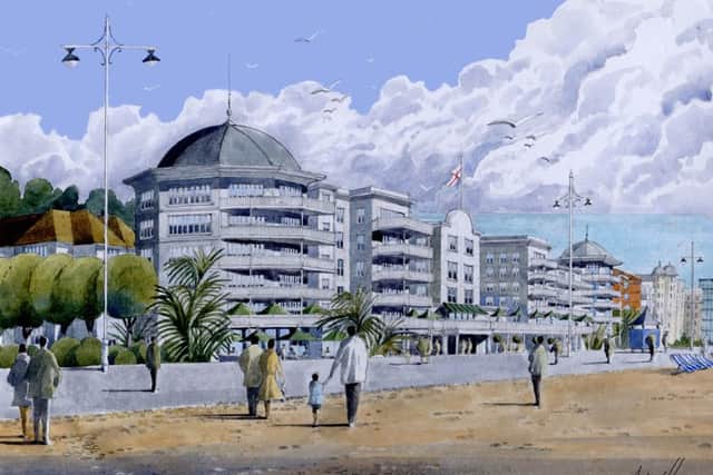An artist's impression of the redevelopment of the seafront