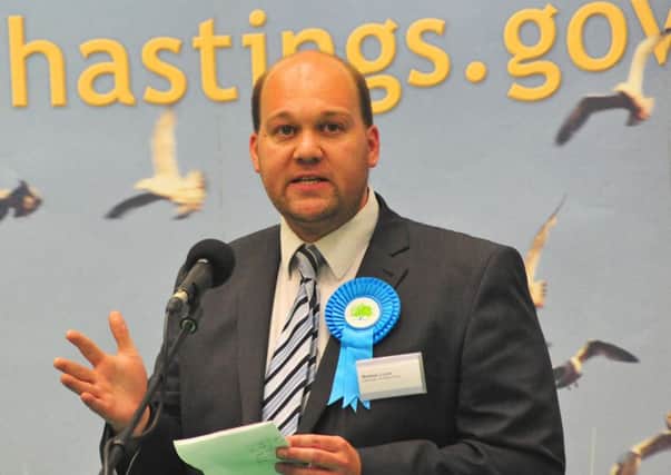 Matthew J Lock at the Hastings Borough Council elections in 2014. SUS-140523-035802001