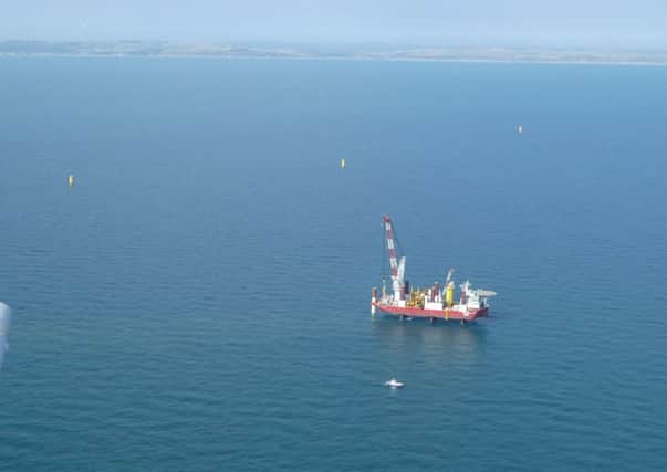 Aerial images show the Rampion wind farm taking shape off the coast of Worthing