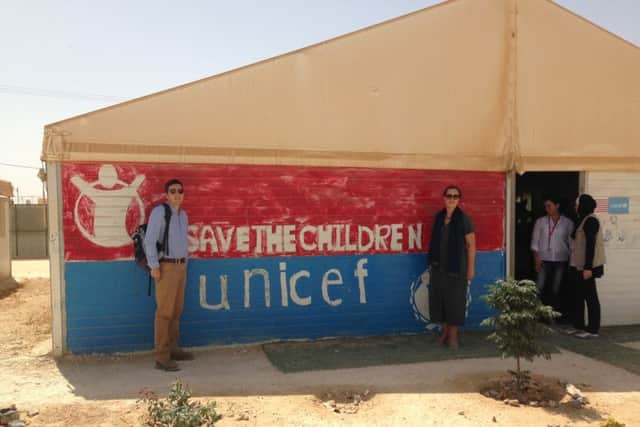 Bexhill and Battle MP Huw Merriman and Banbury MP Victoria Prentis at Save the Children's base at Za'atari refugee camp in Jordan SUS-160921-150310001
