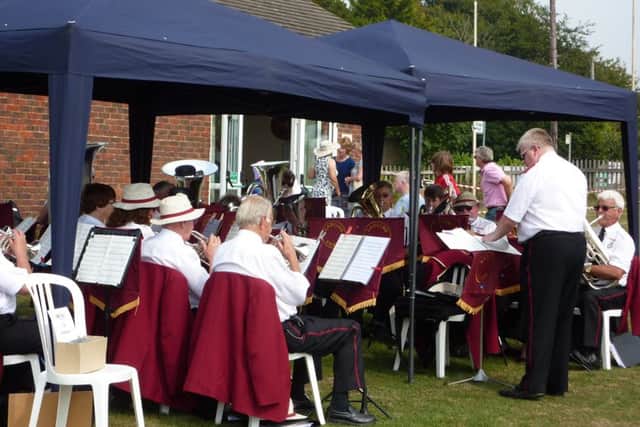 Lancing Brass band performed outside all afternoon