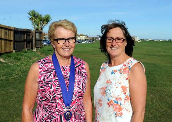 Gloria Eveleigh, chair of the parish council and Helen Plant, acting clerk at the site of the proposed path on Lancing Beach Green