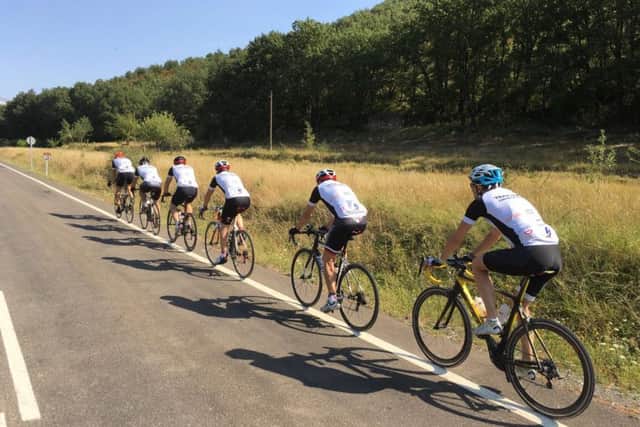Riders from Team Quest Adventure rode more than 1,000 miles from St Malo in Northern France to Santander in Spain in ten days to raise money for Worthing Scope