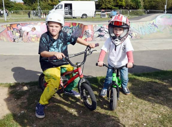 Harry Schofield, age six (left) and Logan Harman, age two at the jam