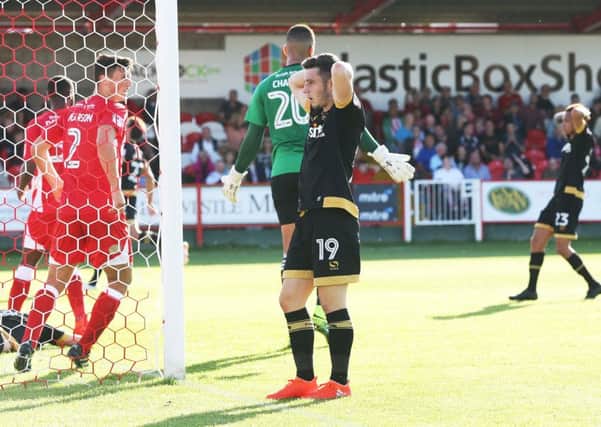 onor Chaplin sees a chance go begging at Accrington last Saturday Picture: Joe Pepler