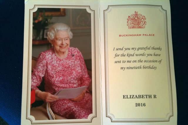 The thank you card from the Queen