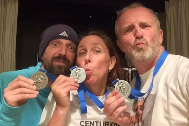 Neil, Nick and Philippe pout at their CW50 medals (courtesy: Nick Dawson) AQuGYPxkvshno0gQgHpm