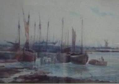 Watercolour by Arthur Willett. Littlehampton Harbour circa 1900