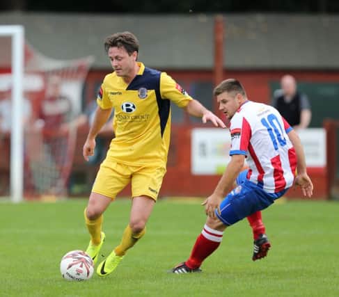 Frannie Collin on the ball for Hastings United against Dorking Wanderers on Saturday. Picture courtesy Scott White