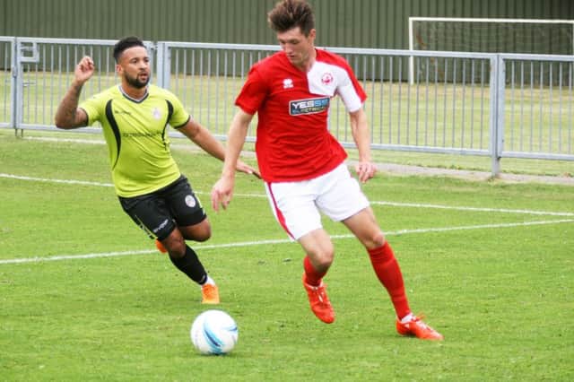 Harry Russells strike was not enough to prevent Arundel from falling to a 5-3 defeat at home to Worthing United on Tuesday. Picture: Derek Martin DM16139848