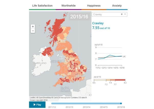 People from Crawley are among the happiest in the UK, according to the study. Picture: Office for National Statistics (ONS)