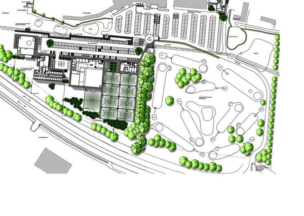 An aerial plan of proposals for Rustington Golf Centre, left, expanding the Out of Bounds facilities