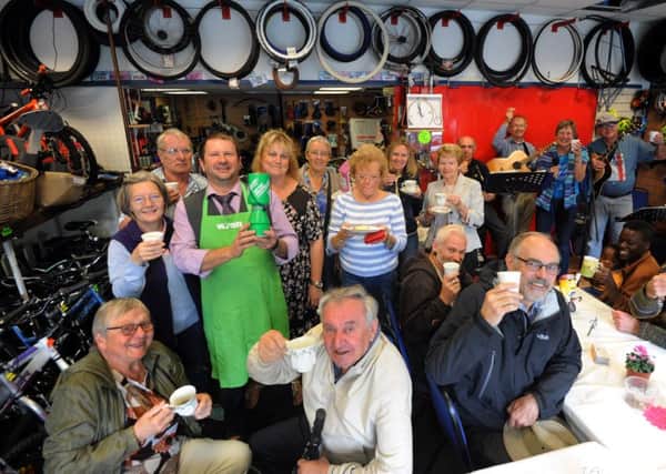 Staff and customers at Spokes in Littlehampton enjoy their coffee morning