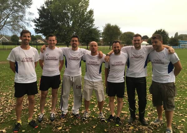 Chris Cadman-Dando (third from right) and some of the men who will be running the Warrior Run on Sunday