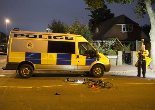 Road traffic collision between a pedal bike and a police van. Pictures: Eddie Mitchell SUS-160929-100147001