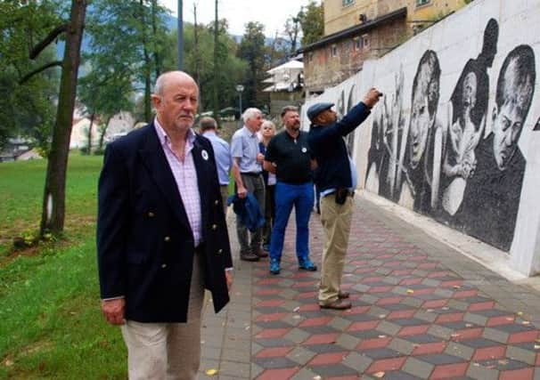 Ron at a memorial in the town of Visoko where he used to work