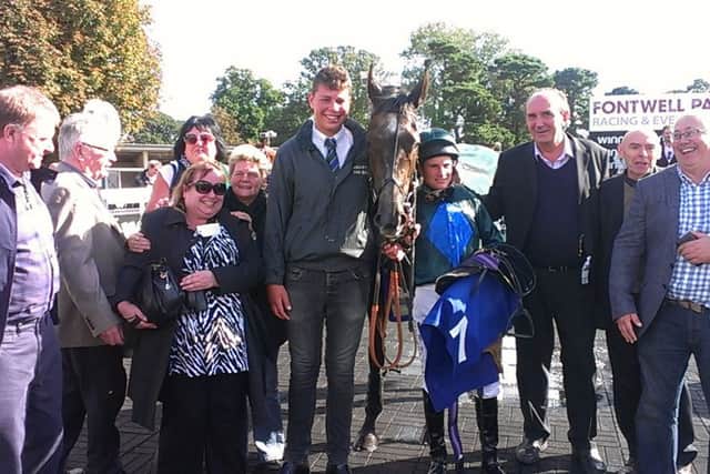 Sisania and connections after a win in Fontwell's Oktoberfest opener