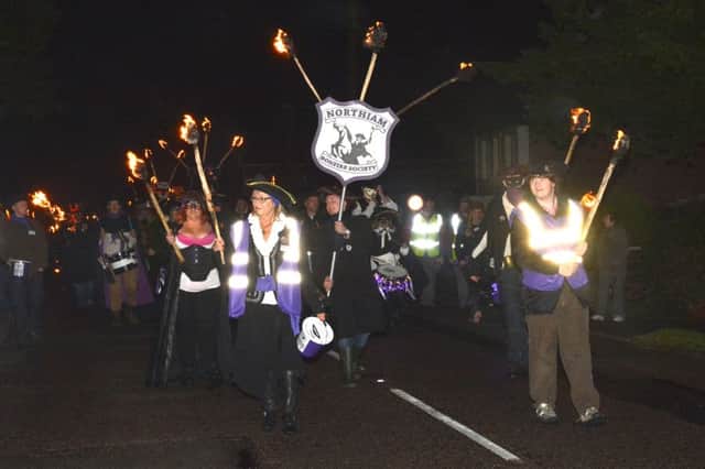 Northiam Bonfire Society parade, bonfire and firework display at Northiam Saturday October 4th 2014.