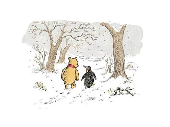 Winnie the Pooh and Penguin by illustrator Mark Burgess