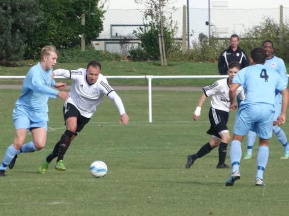 Action from Bexhill United's 5-1 win at home to Billingshurst on Saturday. Picture courtesy Mark Killy