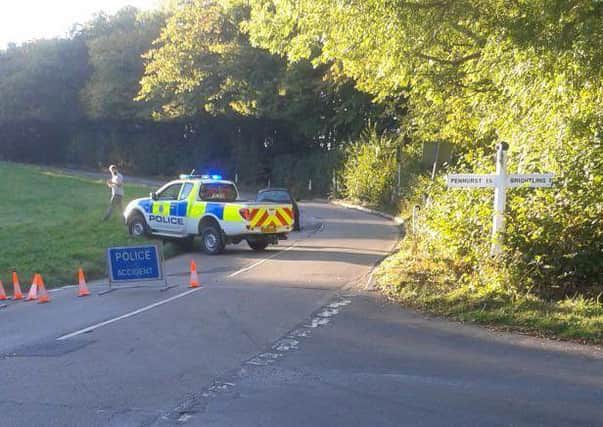 The B2096 closed after a crash involving a car and a motorcycle. Photo by Bexhill Police SUS-160310-171322001