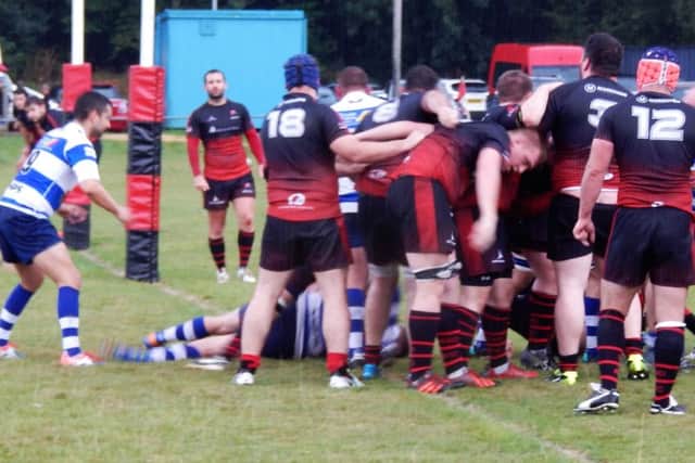 H&B go over for one of their five tries. Picture courtesy Peter Knight
