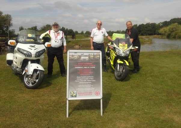 SERV riders Keith and Anthony with Billingshurst Lions Club President Peter Coleman