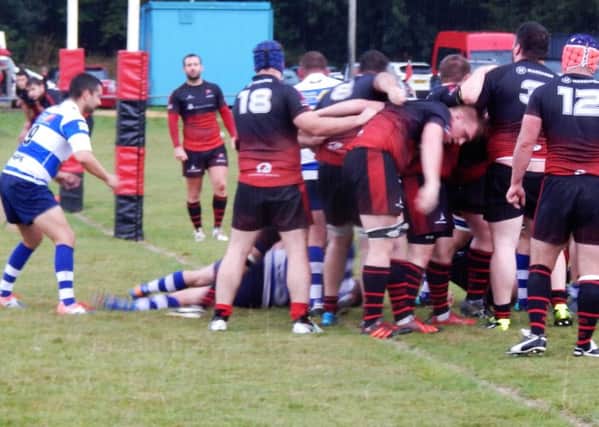 Hastings & Bexhill go over for a try in last weekend's win away to Vigo. Picture courtesy Peter Knight
