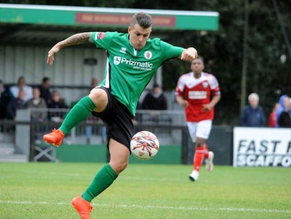 Dean Cox in action on his Burgess Hill debut