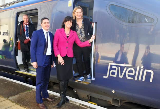 30/1/15- Railways Minister Claire Perry visiting Amber Rudd's Rail Summit. Huw Merriman, Claire Perry and Amber Rudd SUS-150130-135239001