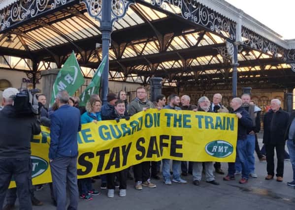 RMT picket line in Brighton this morning (photo from the RMT). SUS-161110-093252001