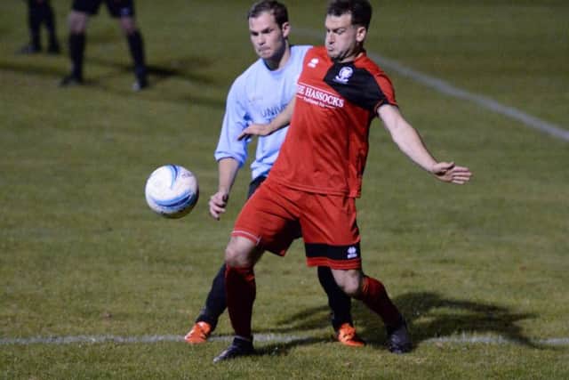 Action from Hassocks' 3-0 win over Billingshurst. Picture by Phil Westlake