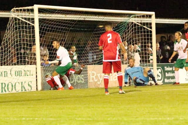 A chance gores begging against Merstham but it all came good for the Rocks later
