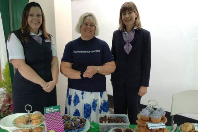 Southern Co-operative Funeralcare co-ordinators, from left, Shirley Heaton, Lindsey Booker and Julie Sells with a selection of homemade cakes