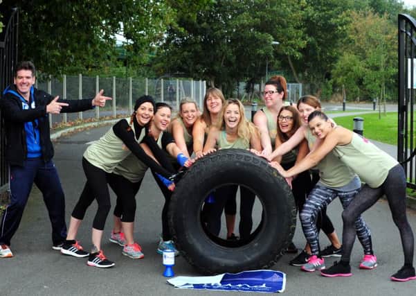 The nine women from Fit Mummies Club bootcamp with coach Mairi Clair, centre. Pictures: Kate Shemilt ks16000217-3