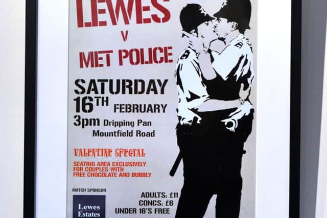 Banksy inspired Lewes FC v Met Police poster